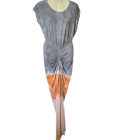 Elegant Gray and Orange Maxi Dress - Picture 1 of 9